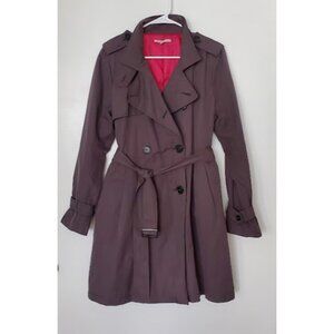 Gap Dark Gray Womens Double-Breasted Trench Coat Belt Waist & Pockets Size M